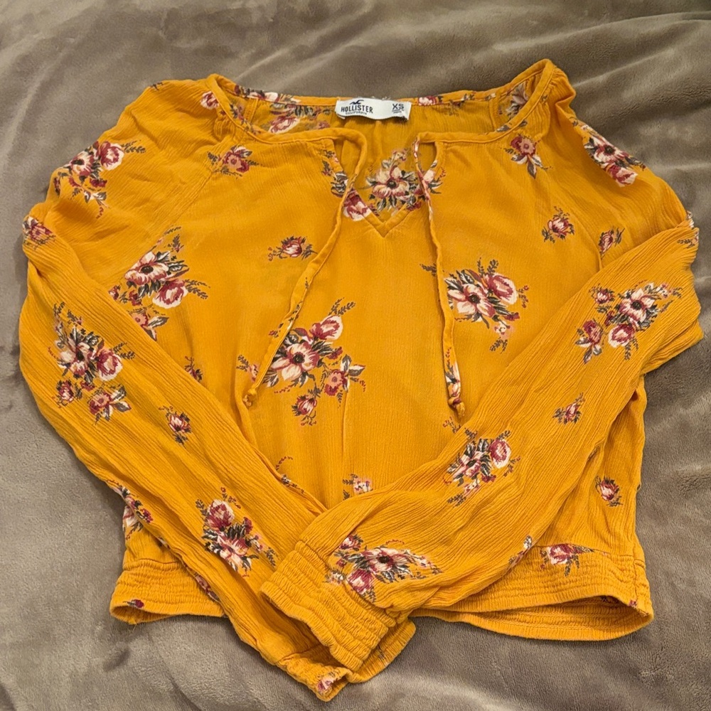 Hollister Yellow Floral Blouse